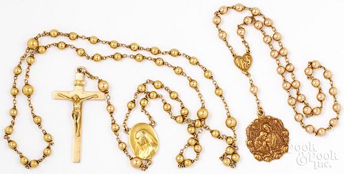 14k yellow gold rosary and prayer beads