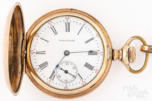 Gold filled Waltham pocket watch with chain