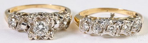 14K two-toned diamonds wedding set