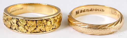 Two 14K yellow gold rings