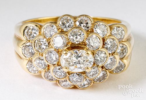14K yellow gold ring with diamonds