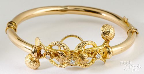 14K yellow gold bracelet with diamonds