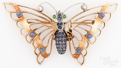 14K gold butterfly brooch