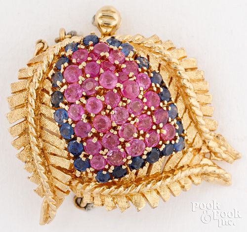 14K yellow gold necklace clasp with sapphires