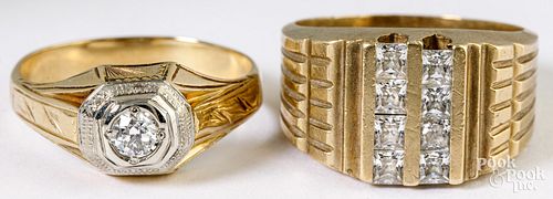14K yellow gold ring with diamond, etc.