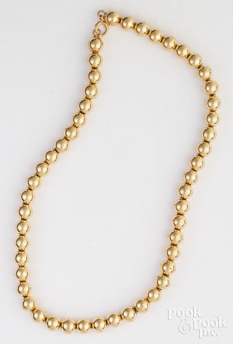 14K yellow gold bead necklace