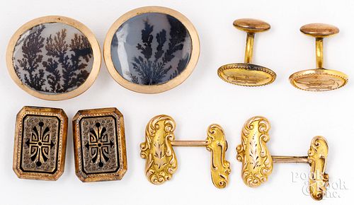 Four pairs of antique cufflinks