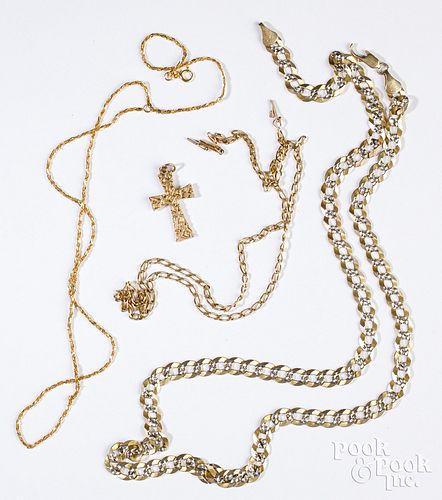 Three 14K gold necklaces