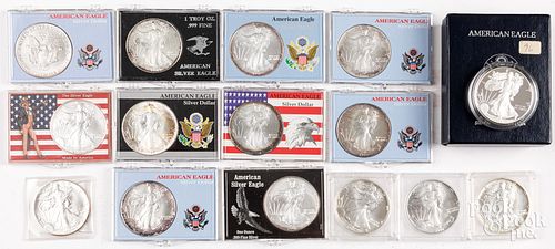 Fifteen American Eagle 1 ozt fine silver coins