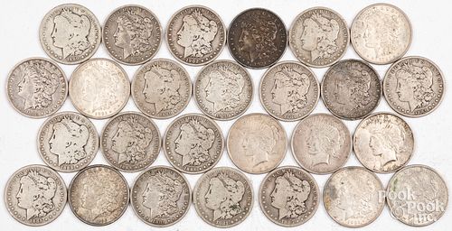 Twenty-three Morgan silver dollars, etc.