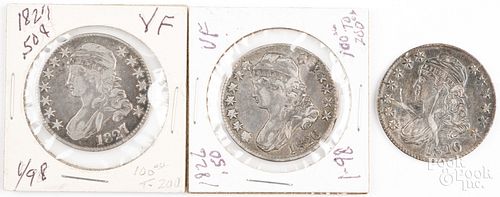 Three Capped Bust Liberty silver half dollars