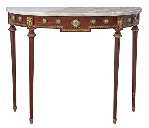 H & L EPSTEIN (ATTRIB) LOUIS XVI STYLE MARBLE-TOP CONSOLE TABLE