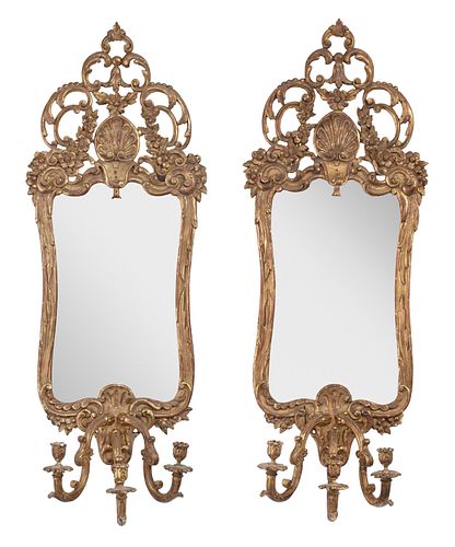 Pair of Louis XV Style Giltwood Mirror Sconces