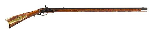 Pennsylvania full stock percussion long rifle, approximately .38 caliber, converted to percussion,
