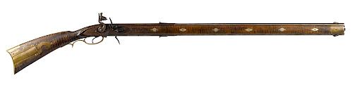 J. P. Perry signed contemporary swivel breech, full stock flintlock rifle, approximately .45 calib