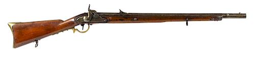Austrian model 1844 Kammerbuchse rifle, approximately .58 caliber with heavy rifling, converted fr