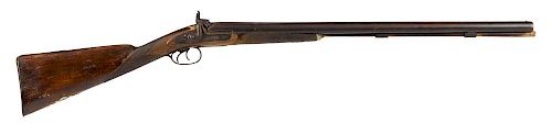 British made percussion side by side double barrel shotgun, 12 gauge, with 28'' barrels. No SN#.