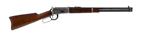 Winchester model 1894 lever action rifle, .32 W.S. caliber, with walnut stocks, steel butt plate a