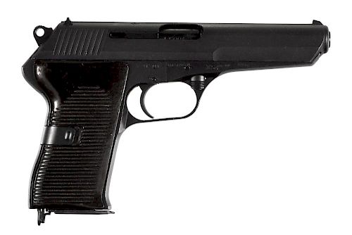 CZ-52 Semi-automatic pistol, 7.62 x 25 mm Tokarev caliber, with brown plastic grips, 4 3/4'' round