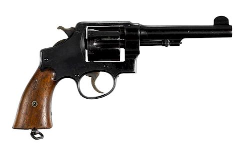 Smith & Wesson US Army model 1917 six-shot revolver, .45 ACP caliber, with lanyard ring and blued