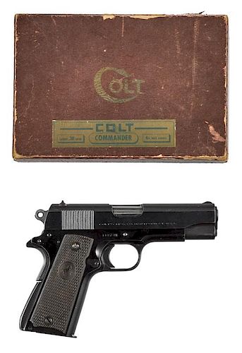 Colt Lightweight Commander semi-automatic pistol, .38 super caliber, with a 9 round capacity, blue