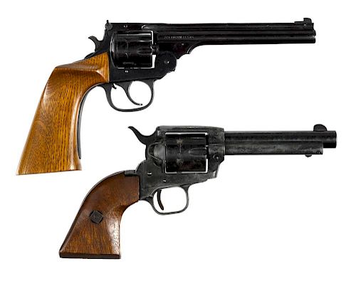 Two .22 caliber revolvers, to include a German made, six-shot single action, with crude homemade g