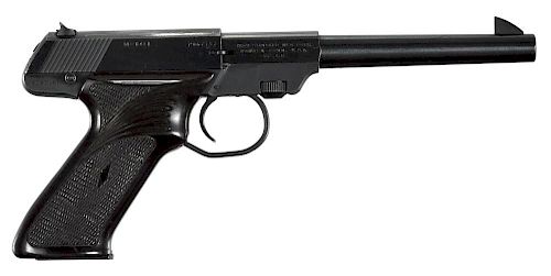 Hi-Standard Dura Matic M-101 semi-automatic pistol, .22 LR caliber, with brown plastic grips and a
