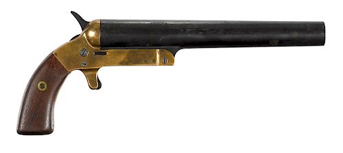 US Navy Mark III Remington Flare Gun, 10 gauge, with a brass frame, walnut grips, and a 9'' round s