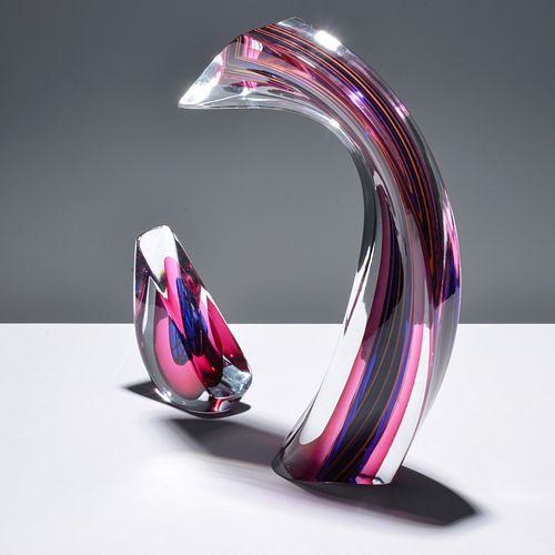Harvey Littleton Glass Sculpture, 2 Pcs.