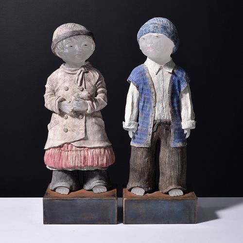 Pair of Rare Vivian Wang CITY KIDS Sculptures