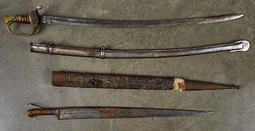 Two swords and scabbards, to include a reproduction Boyle & Gamble Confederate saber, together wit