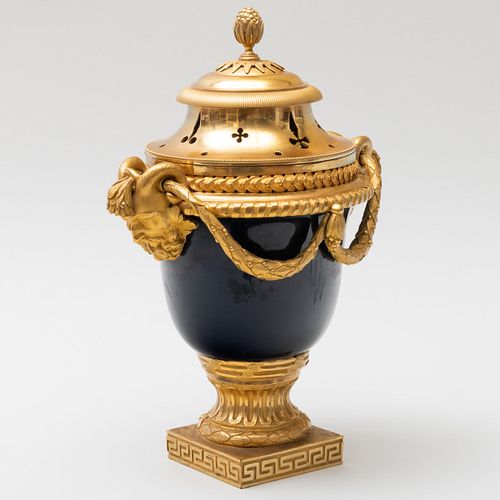 Louis XVI Ormolu-Mounted Cobalt Porcelain Brûle-parfum
