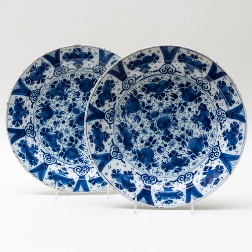 Pair of Blue and White Delft Chargers