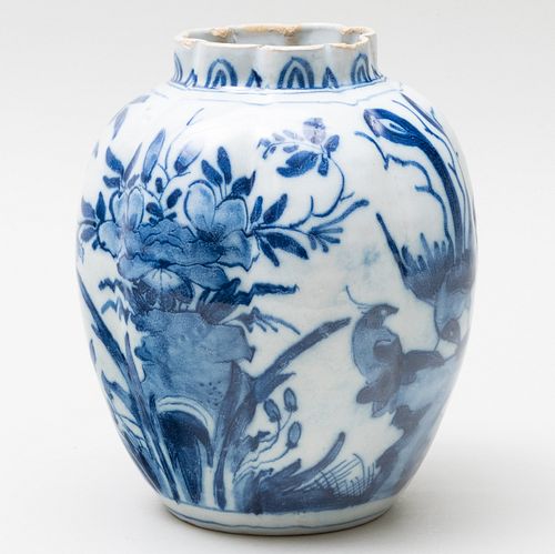 Blue and White Delft Lobed Vase