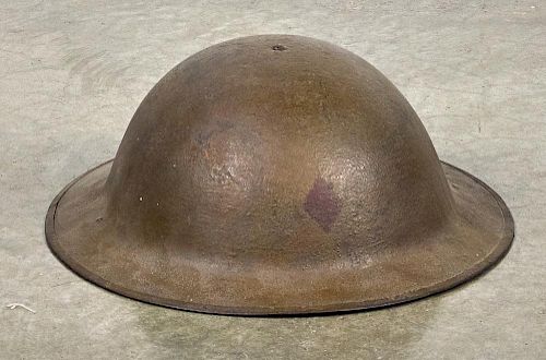 WW I US Army 5th Infantry Division doughboy Brodie helmet, with painted red diamond, the rim illeg