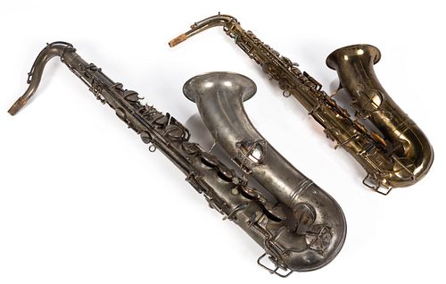 ANTIQUE / VINTAGE AMERICAN TENOR AND FRENCH ALTO SAXOPHONES, LOT OF TWO