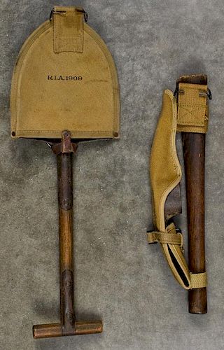 US Army WW I entrenchment shovel and pick mattock