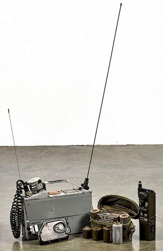 Vietnam era AN/PRC-61 transistorized dispatcher radio, 9 1/2'' h., together with a PRT-4 radio