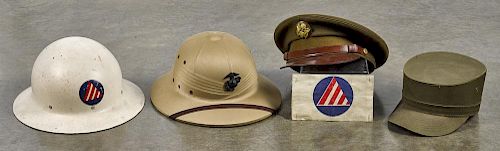 USMC pith helmet, dated 1948, International Hat Co., with original sizing string tag, together w