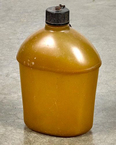 WW II experimental plastic canteen, dated 1943, 7'' h.