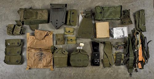 Group of Vietnam and later Army accessories, to include Ammunition case, wire cutter pouch, grenad