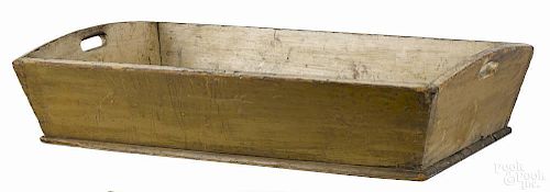 Painted pine carrier, 19th c., retaining an old ochre surface, 8'' h., 35 1/4'' w., 19 1/2'' d.