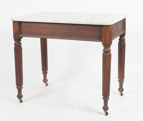 American Mahogany and Marble Side / Pastry Table