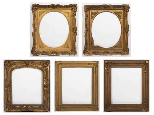 AMERICAN / BRITISH GILT AND GESSO FRAMES, LOT OF FIVE