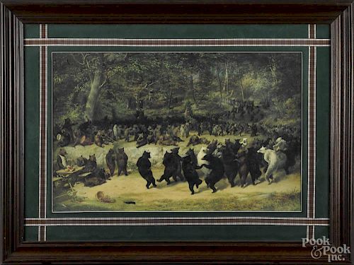 Contemporary lithograph of dancing bears, 19 1/2'' x 30 1/2''.