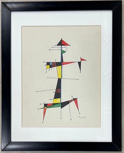 Jose Maria Mijares (1921-2004) Cuban, Framed watercolor and Ink on paper 