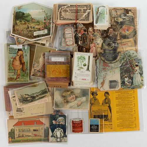 ADVERTISING TRADE CARDS AND OTHER EPHEMERA, UNCOUNTED LOT
