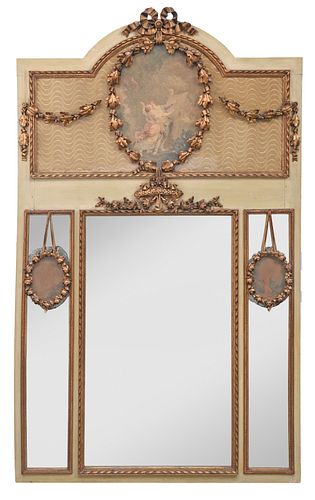 Large Louis XV Style Painted and Giltwood Mirror