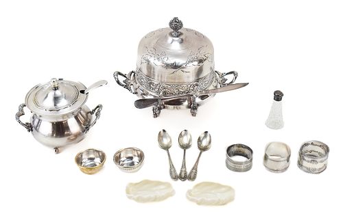 COLLECTION OF ANTIQUE SILVERPLATE TABLEWARE & MORE