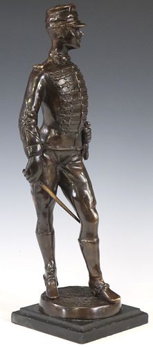 AFTER CHARLES ANFRIE (D.1905) PATINATED BRONZE FIGURE, FRENCH SOLDIER